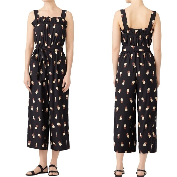 Kate Spade Black Pineapple Print Jumpsuit Black Size 8 - Picture 1 of 10